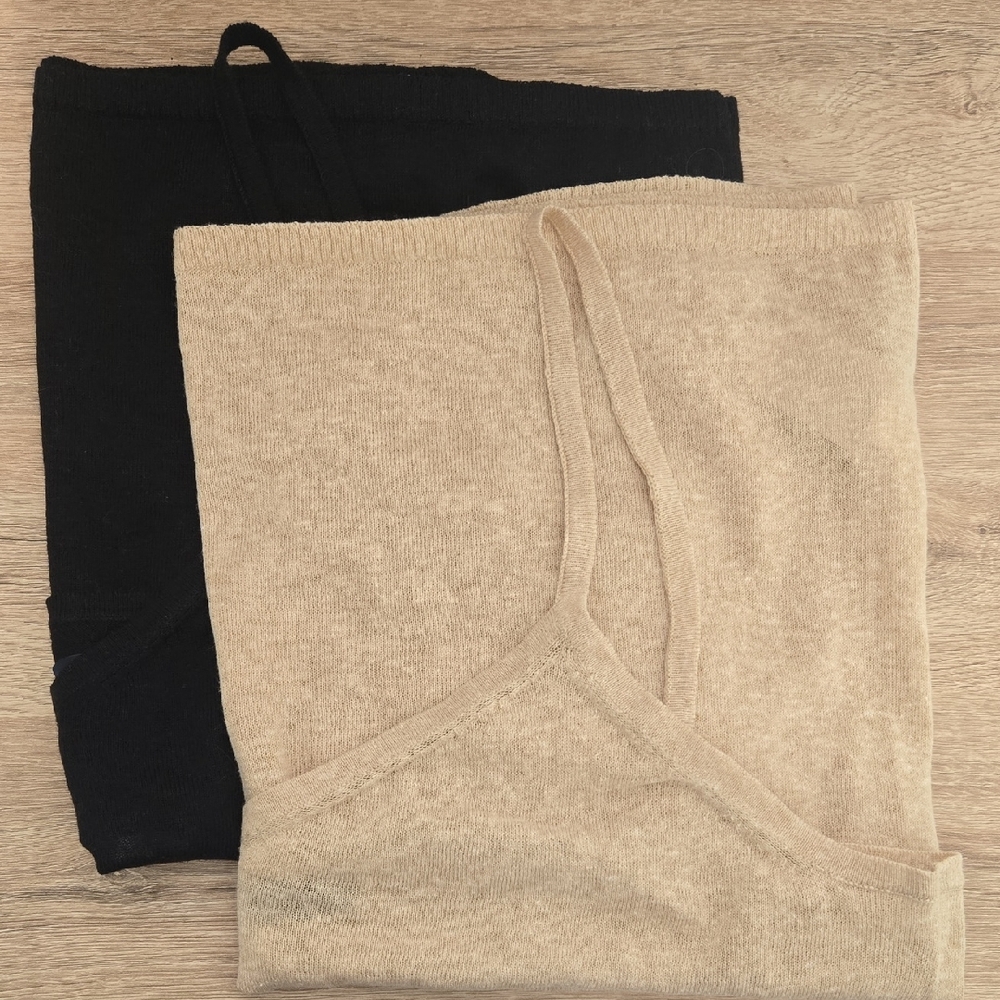 NWT GAP Black and Tan Cami Style Sweater Set Sz L Tall